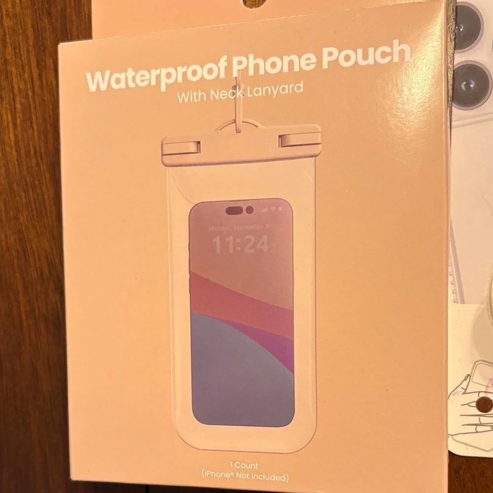 heyday Pink Waterproof Phone Pouch with Mini Glitter Phone Grip & Suction Mount
